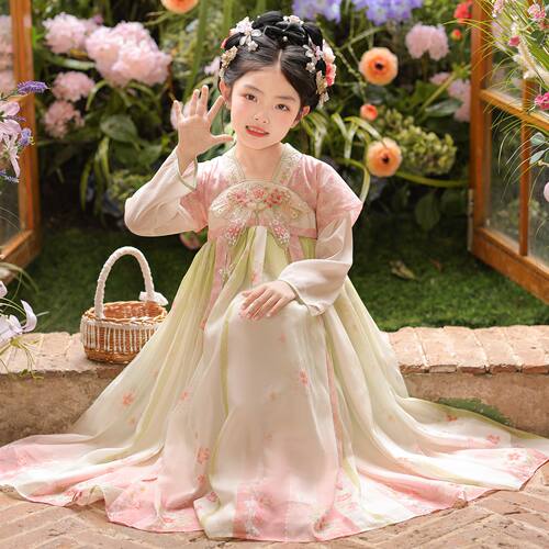 女童汉服连衣裙秋季2026新款儿童古风唐装裙子超仙中秋古装公主裙