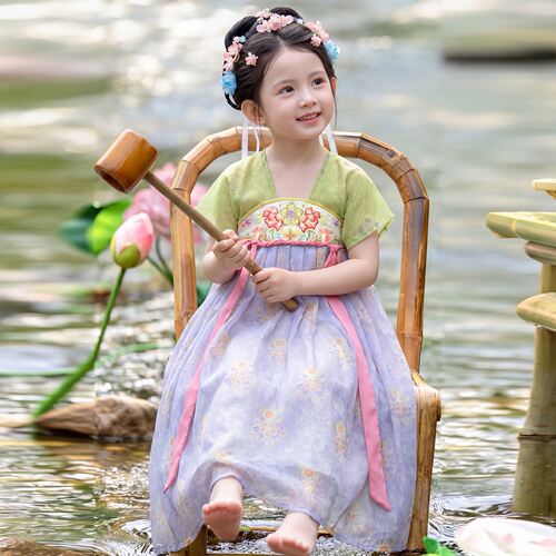 汉服女童夏季薄款2026新款襦裙古风中国风连衣裙儿童古装女孩唐装