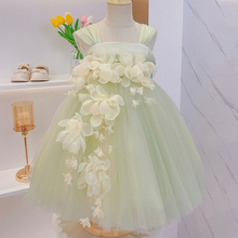 女童公主裙宝宝夏装连衣裙2025新款儿童礼服裙子生日绿色蓬蓬纱裙