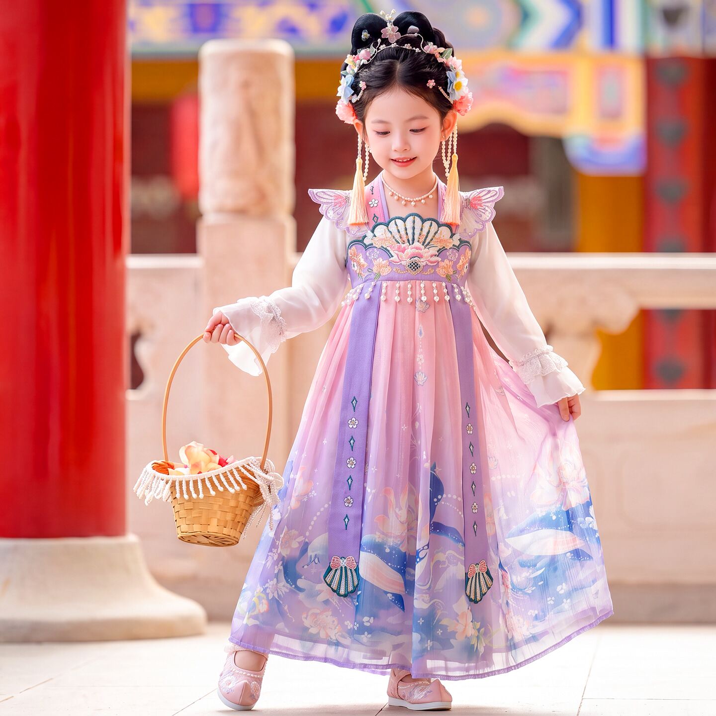 汉服女童秋季儿童古风公主裙2026新款女孩中秋绝美超仙古装连衣裙