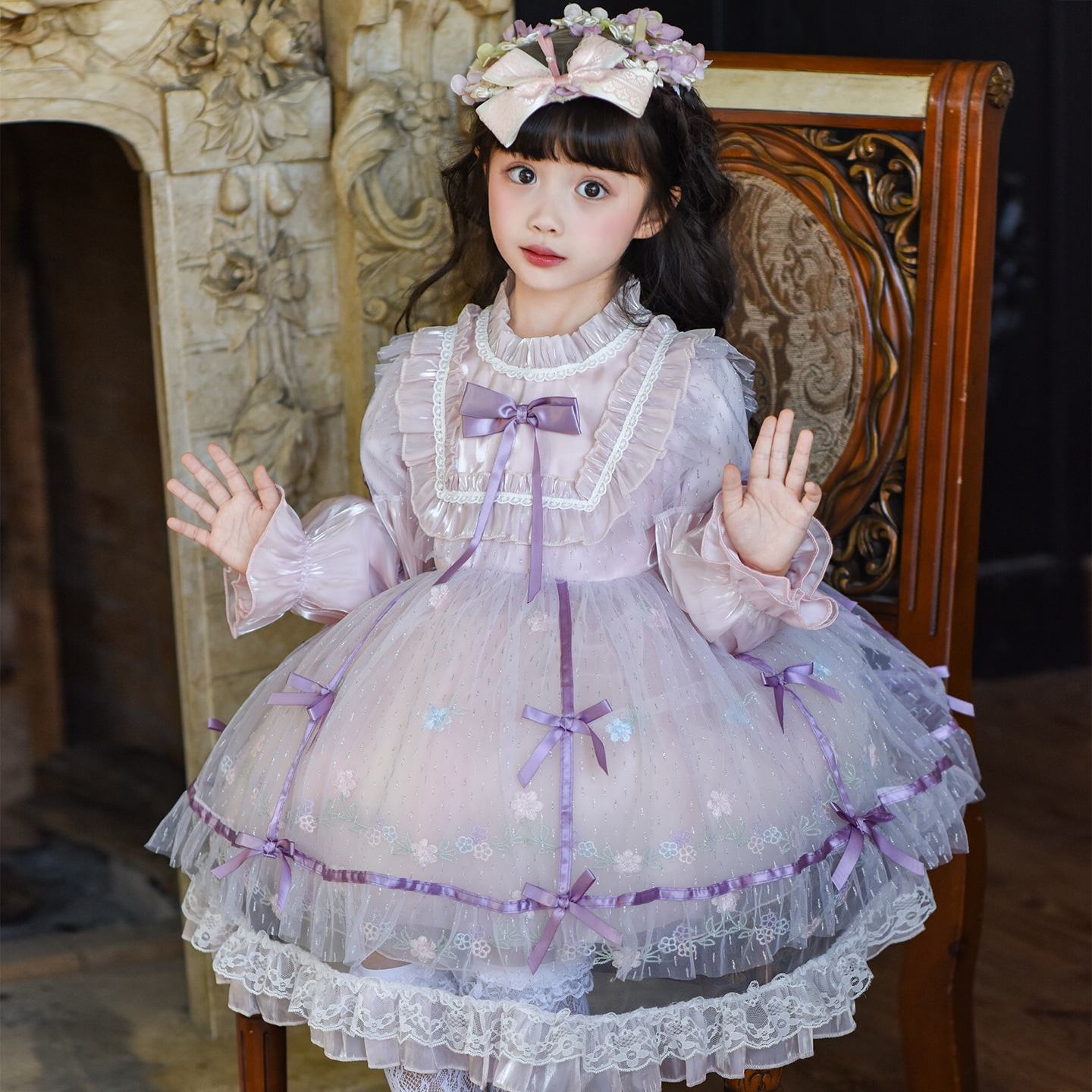 女童洛丽塔公主裙春装2026新款儿童蓬蓬裙子小女孩洋气连衣裙春季