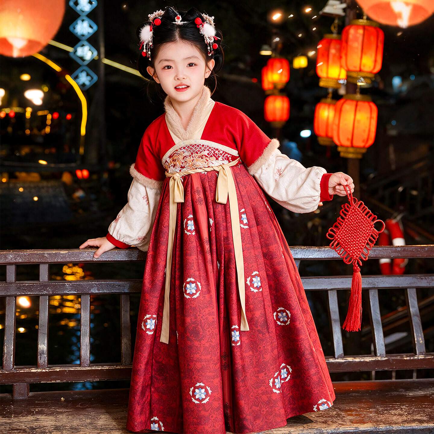 拜年服女童2026新款红色唐装汉服冬季过年喜庆服秋冬儿童新年衣服