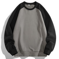 A trendy large-sized 2024 autumn/winter collection of a patchwork shoulder sleeve top for young men, featuring a round-neck base sweatshirt thumbnail 5