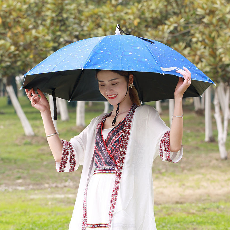 大号伞帽头戴式雨帽子防雨挡雨遮阳防晒钓鱼伞斗笠帽带头上的雨伞