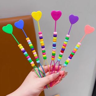 儿童拉发器盘发神器宝宝穿发针小号编辫子拉发器爱心彩珠穿发针