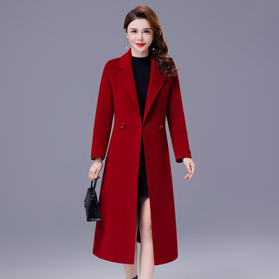 高端大牌双面羊毛呢大衣女2025秋冬新款中长款羊绒妈妈装毛呢外套