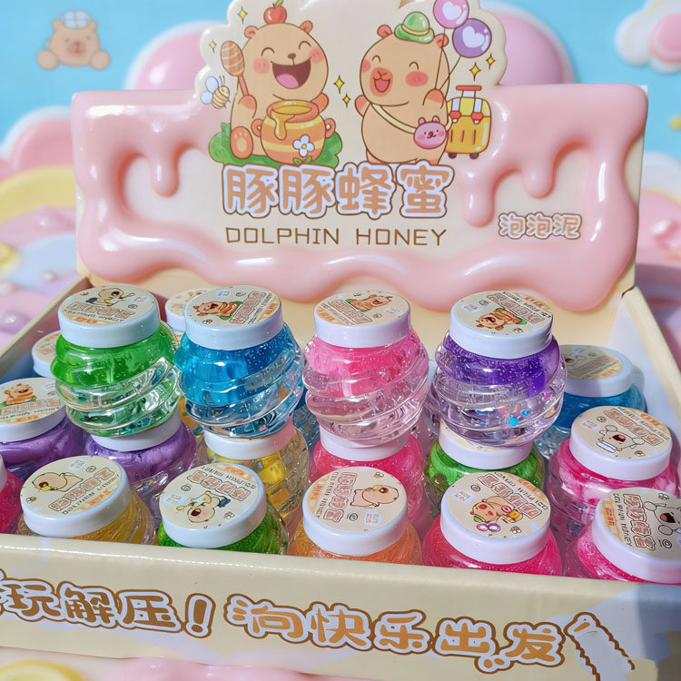 超市学校文具店批发新款透明豚蜂史莱姆/起泡胶/水晶