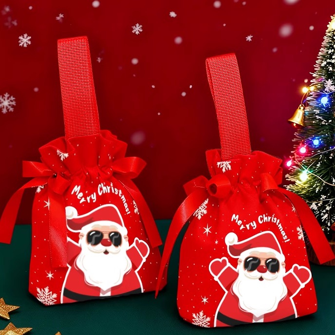 新品圣诞节礼品袋苹果袋平安夜苹果帆布手提袋圣诞礼物氛围装饰袋
