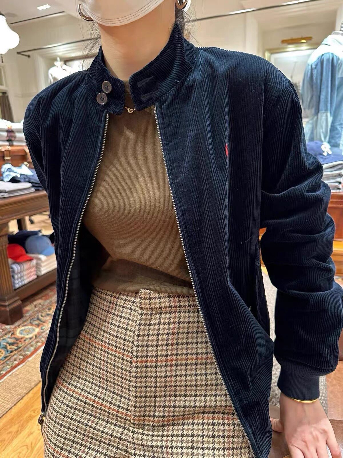 RL美式复古灯芯绒外套男女同款休闲春秋款夹克阿美咔叽潮小马刺绣
