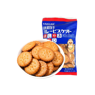 雅思嘉北海道风味牛乳小圆饼海盐味点心零食海盐味酥脆袋装80g