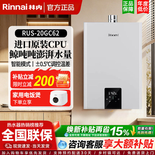 Rinnai/林内燃气热水器GC62鲸吨吨RUS-20GC62小蛮腰MAX 13/16升