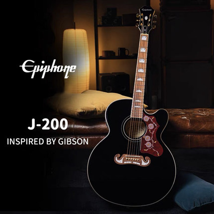 Epiphone面单民谣吉他初学者男女生专用学生入门EJ200木吉他单板