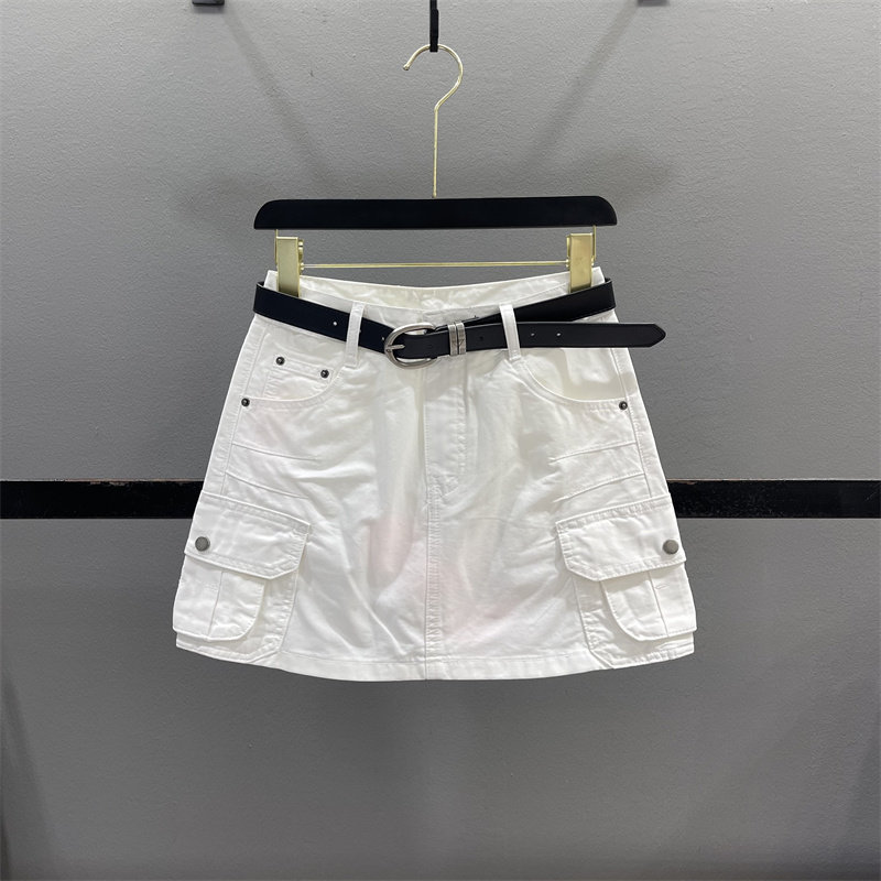 欧货设计感工装牛仔半身裙女2026夏季宽松显瘦A字包臀裙休闲短裙
