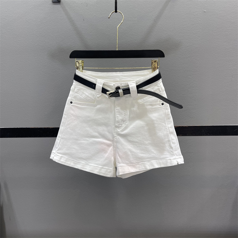 白色高腰牛仔短裤女休闲阔腿热裤