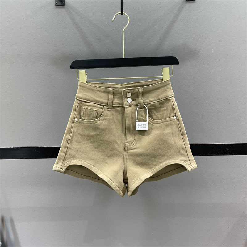 不规则高腰牛仔短裤女辣妹热裤