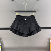 小个子蓬蓬牛仔短裙裤 荷叶边高腰显瘦a字蛋糕裙半身裙 女2026春季