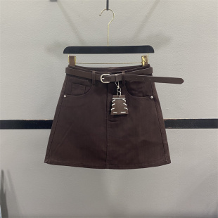 咖啡色休闲半身裙女百搭高腰显瘦A字包臀短裙 清仓不退换