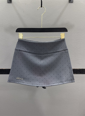 灰色波点西装半身裙女2026夏季新款小个子显瘦辣妹开叉包臀短裙裤