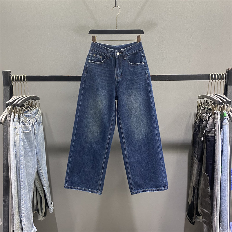 复古蓝色阔腿牛仔裤女2026春季新款百搭高腰显瘦垂感休闲直筒长裤,女装/女士精品,牛仔裤,淘宝优惠券,粉丝福利购,淘宝优惠卷