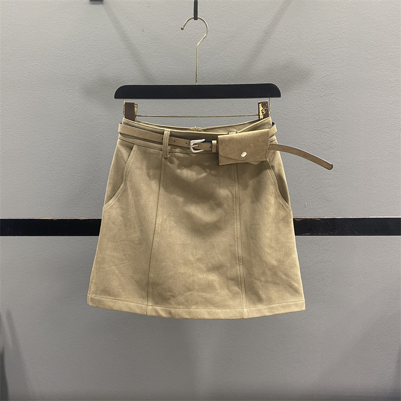 复古鹿皮绒半身裙女辣妹包臀短裙