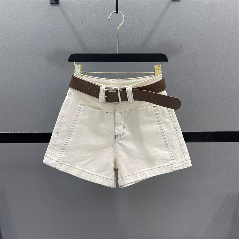 杏色休闲牛仔短裤女2026春夏新款设计感小众高腰显瘦A字阔腿热裤,女装/女士精品,牛仔裤,淘宝优惠券,粉丝福利购,淘宝优惠卷
