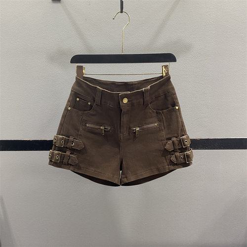 美式辣妹工装牛仔短裤女阔腿热裤