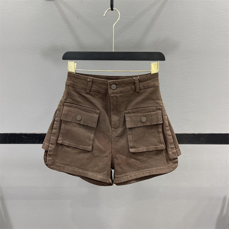 工装牛仔短裤女2025夏季新款高腰弹力显瘦A字休闲阔腿裤辣妹热裤
