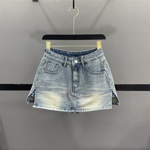 裙 洋气显瘦辣妹A字包臀短裙裤 美式 复古开叉牛仔半身裙女2026夏季