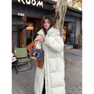 加厚长款羽绒服女过膝2024年新款冬季韩版宽松连帽白鸭绒保暖外套