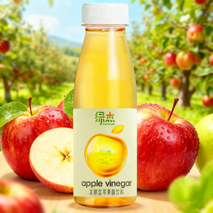 绿杰发酵型苹果醋饮料280ml*6瓶装50%果汁添加0蔗糖0脂肪酸甜爽口