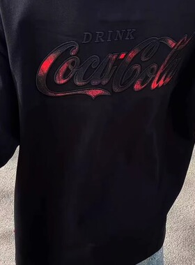美式国潮黑色渐变字母刺绣短袖t恤男女夏季情侣款潮牌ins纯棉上衣