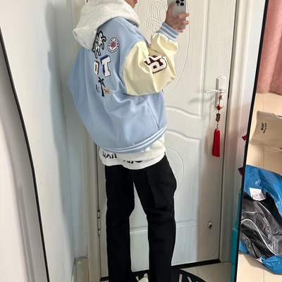 2025新款高街插肩重磅刺绣夹克