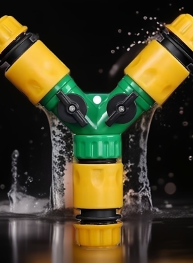 三通带阀带开关快速接头4分6分塑料奶嘴水管软管分流接配件转接头