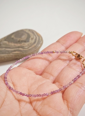 天然渐变紫水晶手链女考试成功上岸极极细紫水晶手串