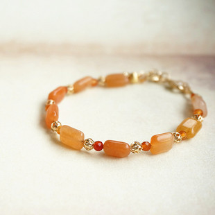 《花月下》原创天然红东陵玉手链国风国潮古典款闺蜜礼物