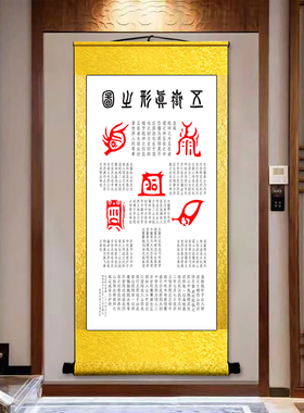 五岳真形图拓片书法挂画卷轴中堂字画客厅玄关风水招财镇宅装饰画