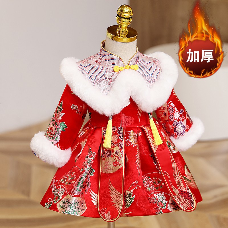 女宝抓周礼服春小女孩周岁宴旗袍