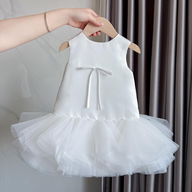 周岁女宝礼服婚礼花童超仙森系小童婴儿百日宴抓周衣服短款公主裙