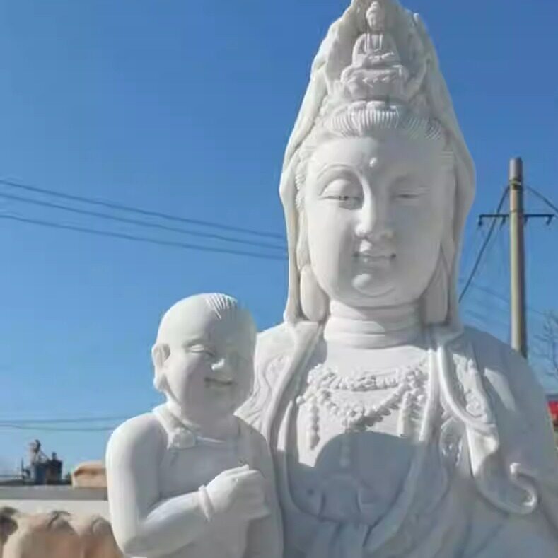 大型观音菩萨汉白玉石雕观世音 送子娘娘 寺庙佛像释迦牟尼地藏王