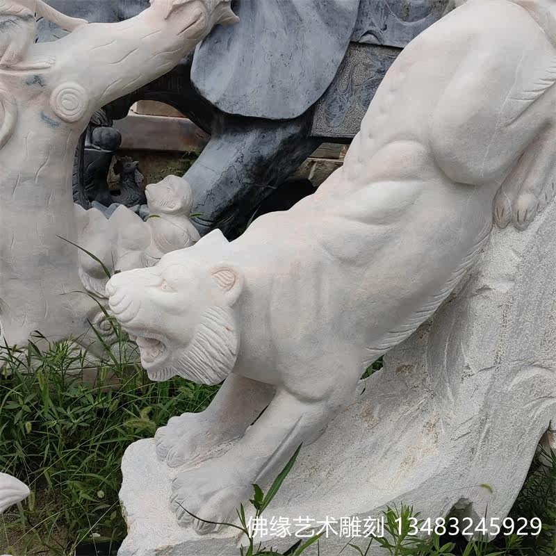 石雕下山虎 石头老虎  大型石虎 大理石公园酒店花园动物雕刻摆件