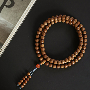 【闲在·Recluse】印度老山檀6mm108颗圆珠手链搭配南红顶珠多圈