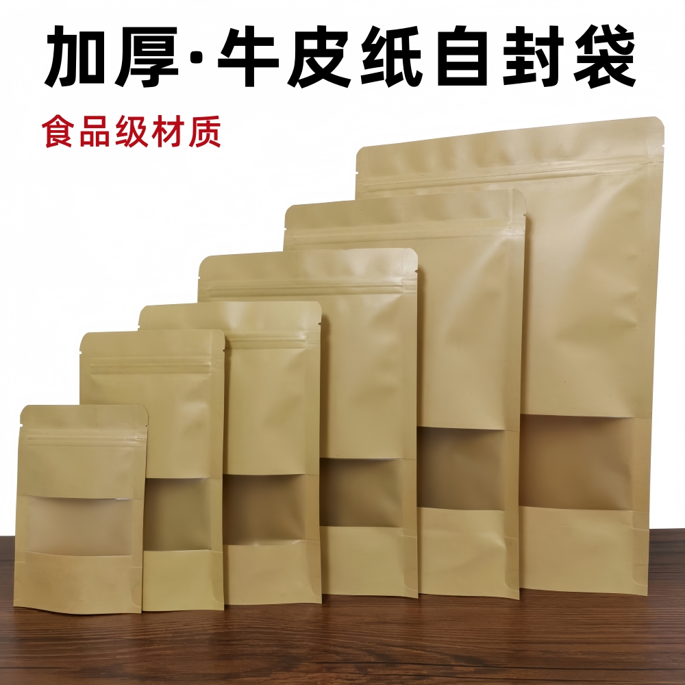 茶叶包装袋牛皮纸防潮密封袋半斤装一斤装红茶绿茶普洱茶自封袋子