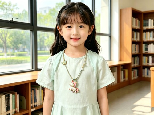 儿童项链女童独角兽吊坠宝宝编绳颈链小女孩公主配饰刺绣生日礼物