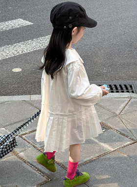 女童学院风百褶连衣裙秋季长袖