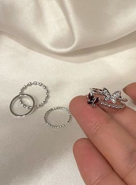 可蝴蝶超仙小红书ins设计感小众韩版戒指食指百搭辣妹女戒指调节