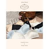 缎面蕾丝文胸无钢圈内衣套装 Mummy 新品 落赛贝儿 Cat下蛋喵