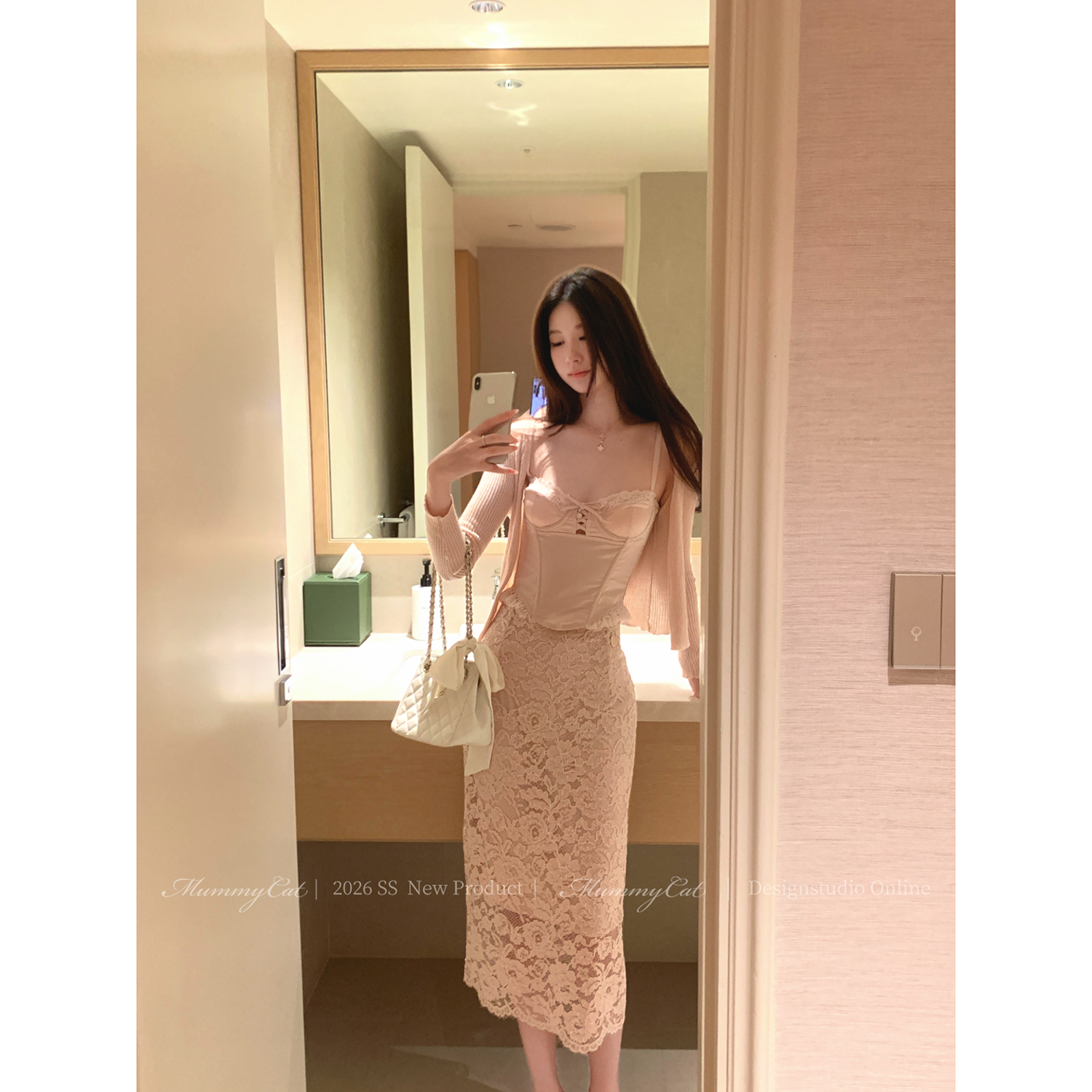 MummyCat下蛋喵【美人馥郁】新品40人棉气质股线蕾丝包臀半裙