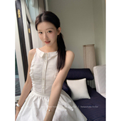 Cat 无袖 下蛋喵 Mummy 桔梗之恋 新品 衬衫 领压褶蕾丝连衣裙