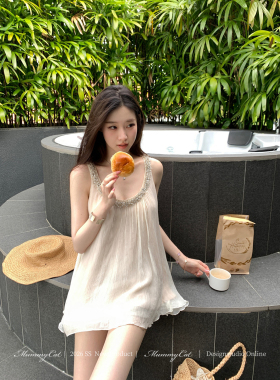 MummyCat下蛋喵【华灯初上】26新品42铜氨丝钉珠垂感外穿背心吊带