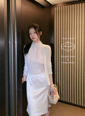 Mummy Cat下蛋喵 新品50醋酸缎面高级气质包臀百搭中长款半身裙